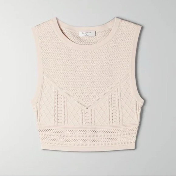 Babaton Tops - Babaton Aritzia Cream Textured Sleeveless Crop Top XXS